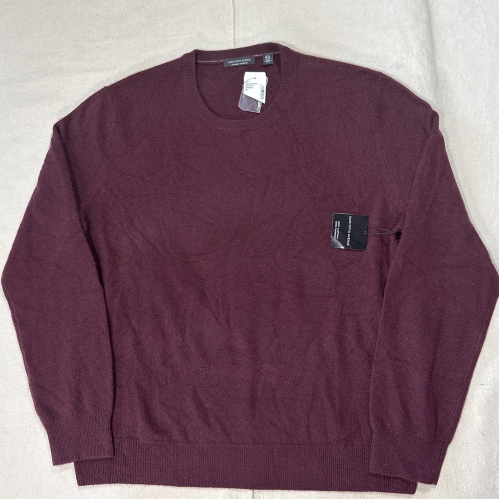 Saks Fifth Avenue Cashmere Sweater Mens XXL Cabernet - NWT